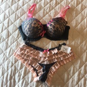 Light Pink & Grey Rue 21 Bra & Panty Set - NWT